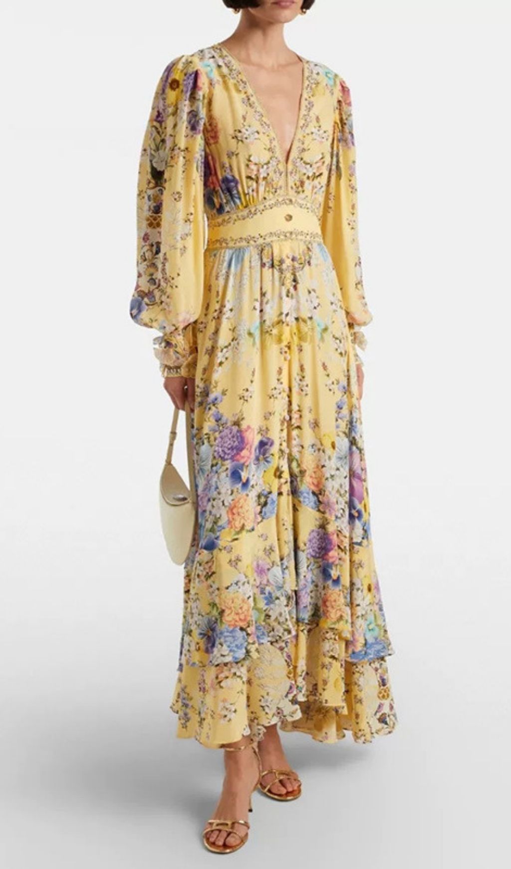 Kayli Yellow Floral Long Sleeve Maxi Dress Flowering Girl