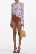 Lilac Lace Fluted Sleeve Top Flowering Girl