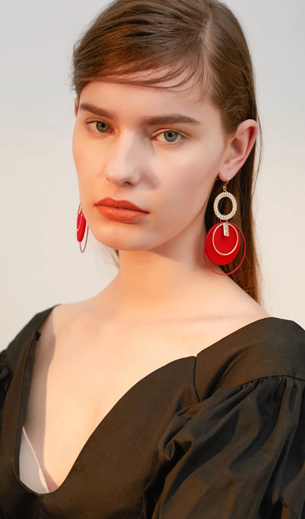 Andie Red Circle Plush Earrings Flowering Girl