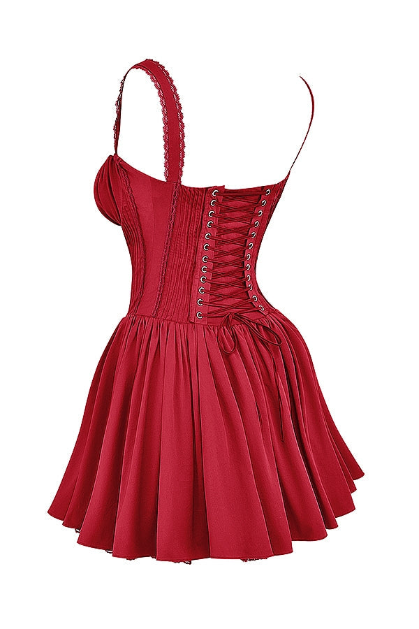 corset strap mini dress in red Flowering Girl