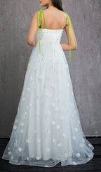 Hisayo White Flower Embellished Maxi Dress Flowering Girl