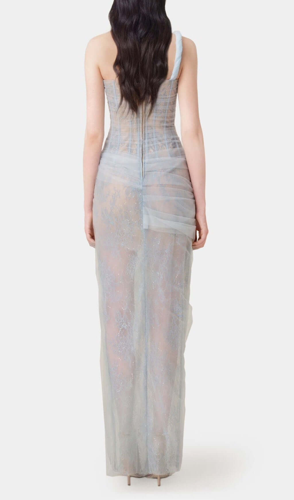 Anandi Blue Mesh Corset Maxi Dress Flowering Girl