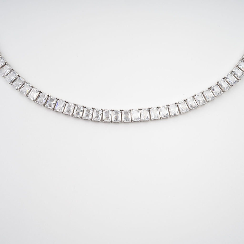 Florence Silver Tone Crystal Embellished Necklace Flowering Girl