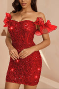 Victoria Red Ruffled Corset Bodycon Mini Dress Flowering Girl