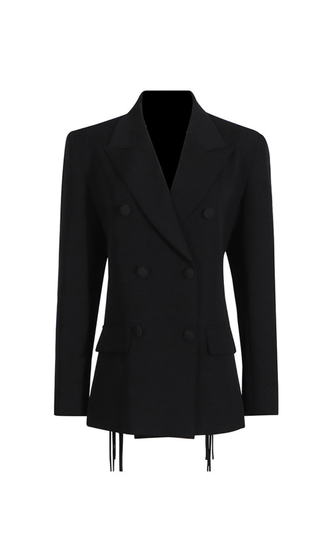 Vienna Hollow Fringe Backless Blazer In Black Flowering Girl