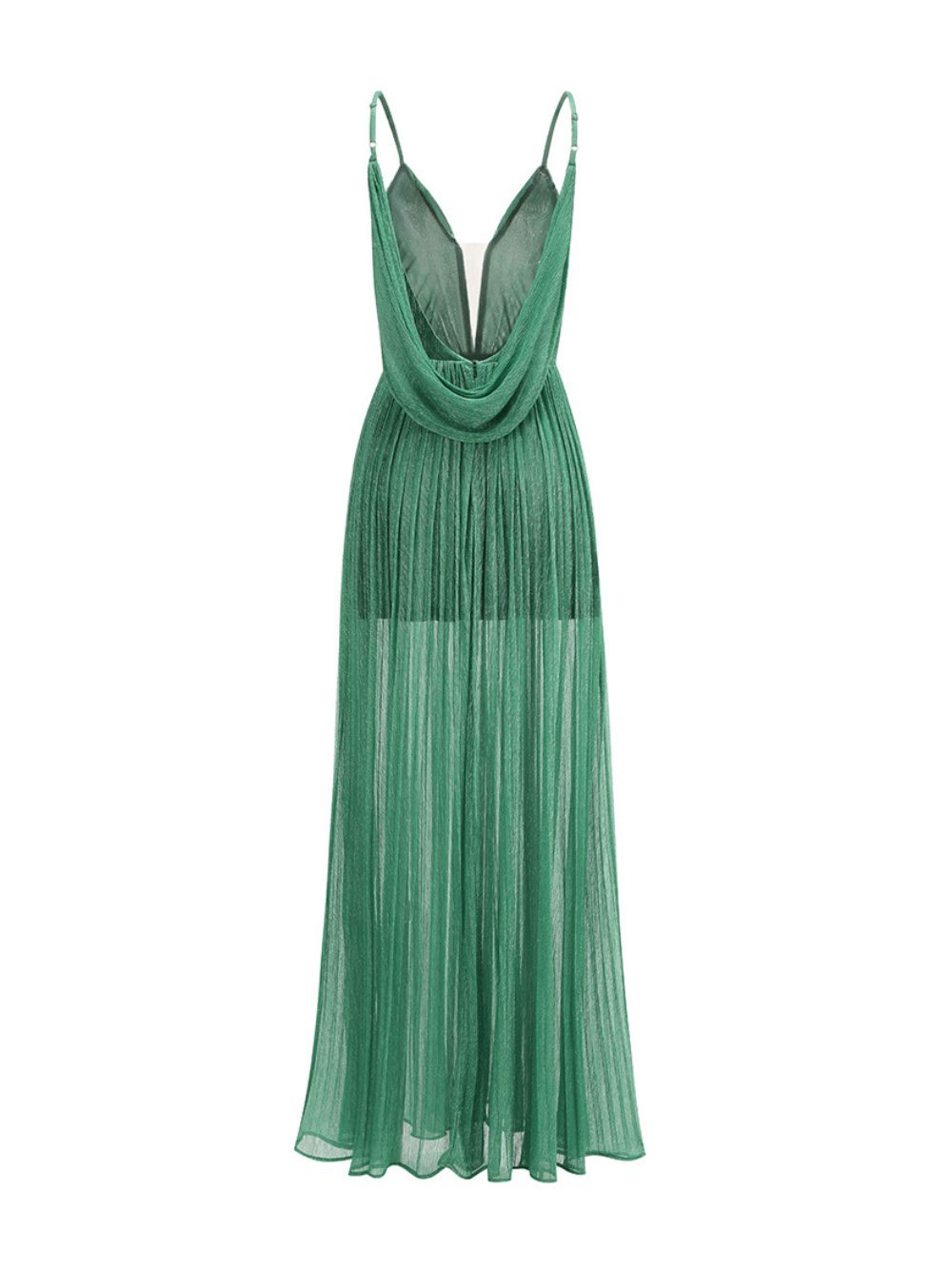 Backless A Line Maxi Dress Green Flowering Girl