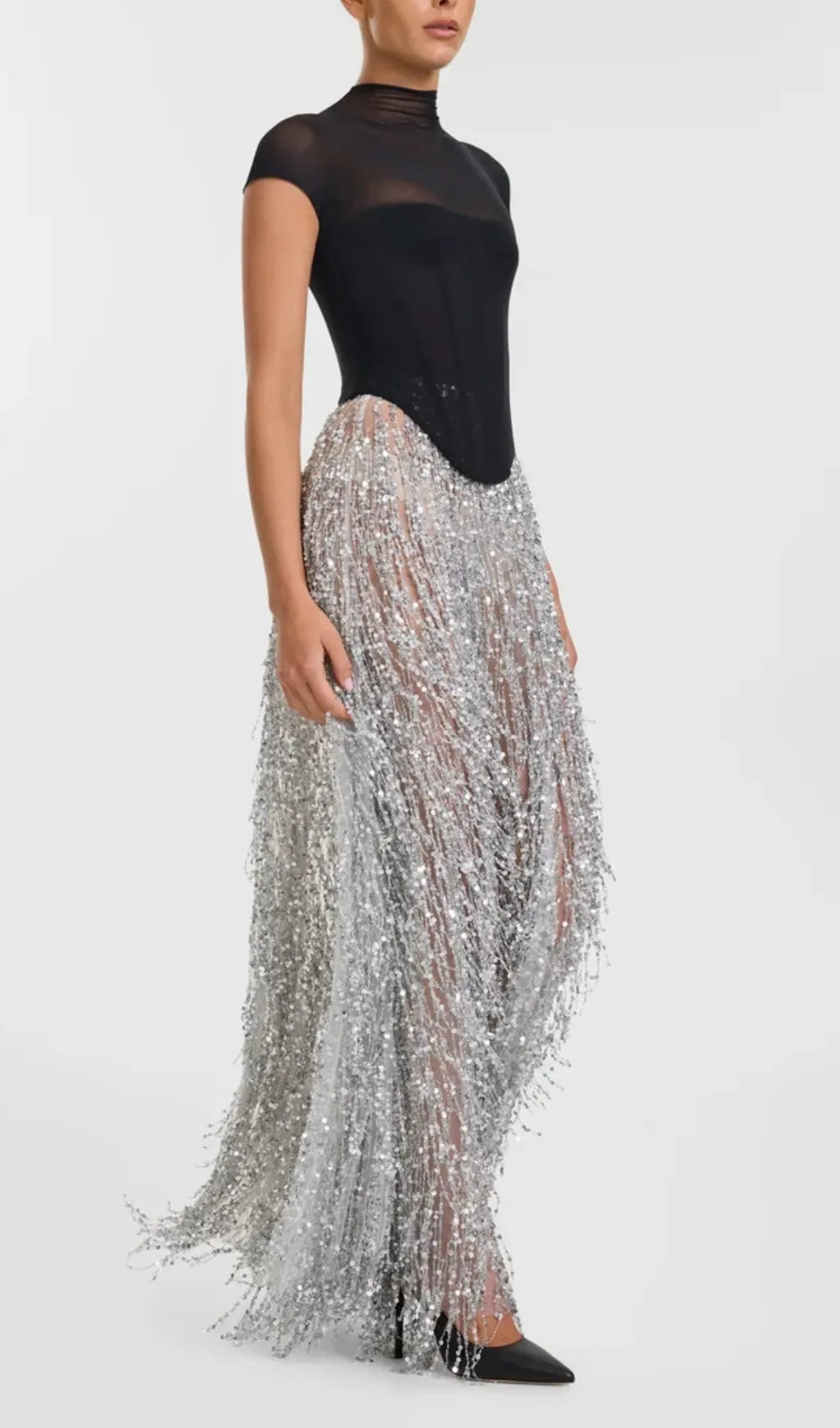 Donna Corset Tassel Sequin Maxi Dress Flowering Girl