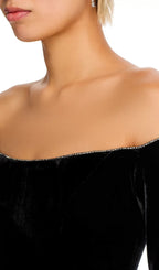 Black Off Shoulder Mini Dress Flowering Girl