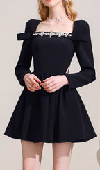 Cathal Black Long Sleeve Crystal Mini Dress Flowering Girl