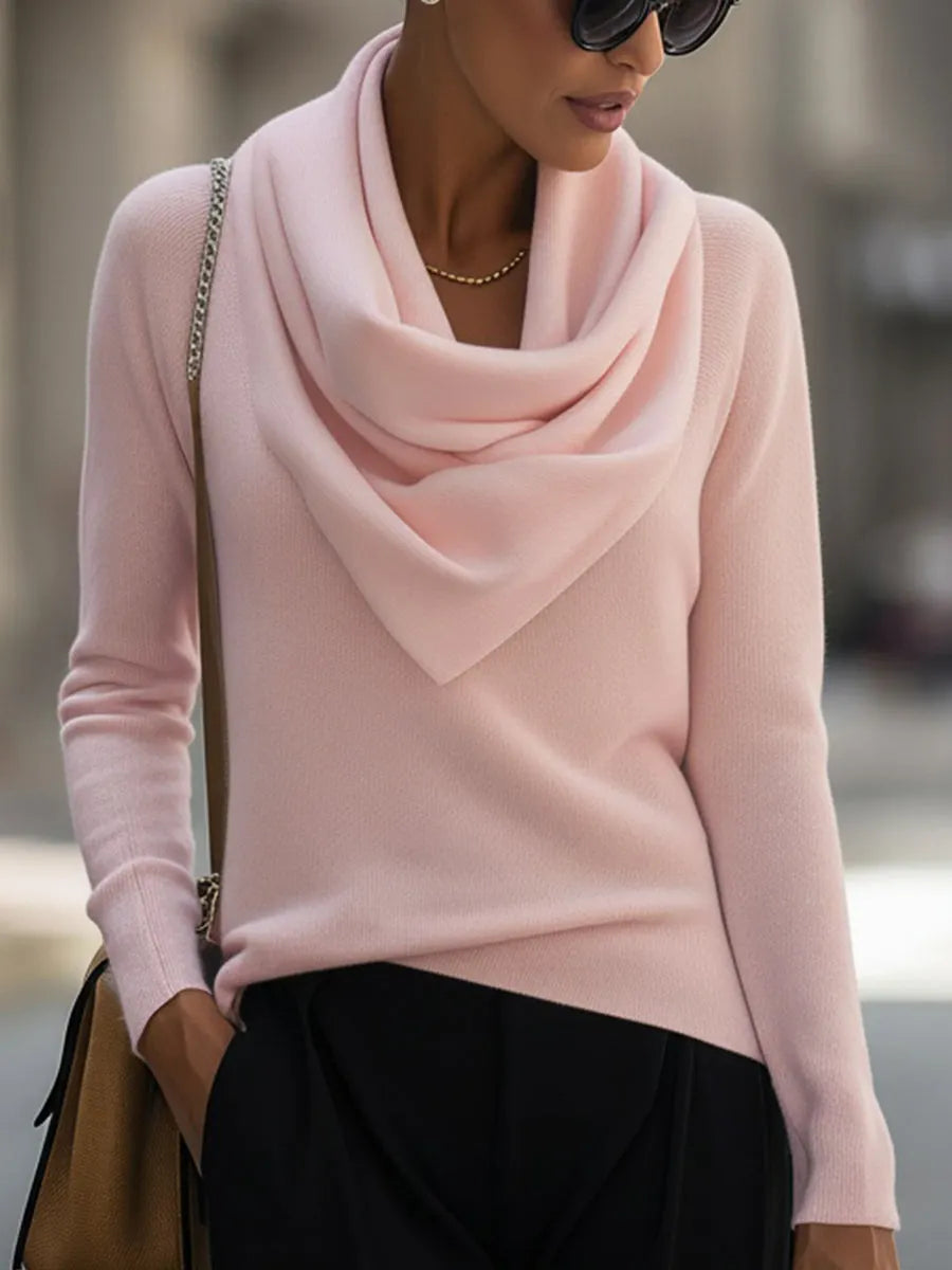 Draped Cowl Neck Long-Sleeve Top Flowering Girl