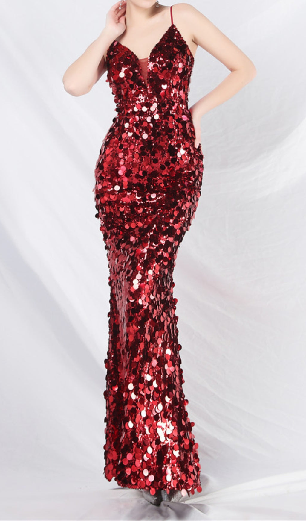 Chole Red Strappy Sequin Maxi Dress Flowering Girl