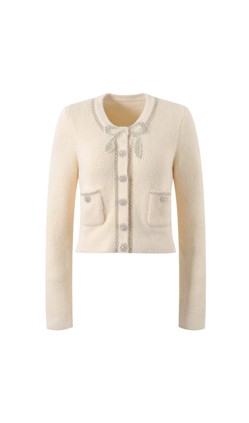 CREAM SOFT KNIT BOW CARDIGAN Flowering Girl
