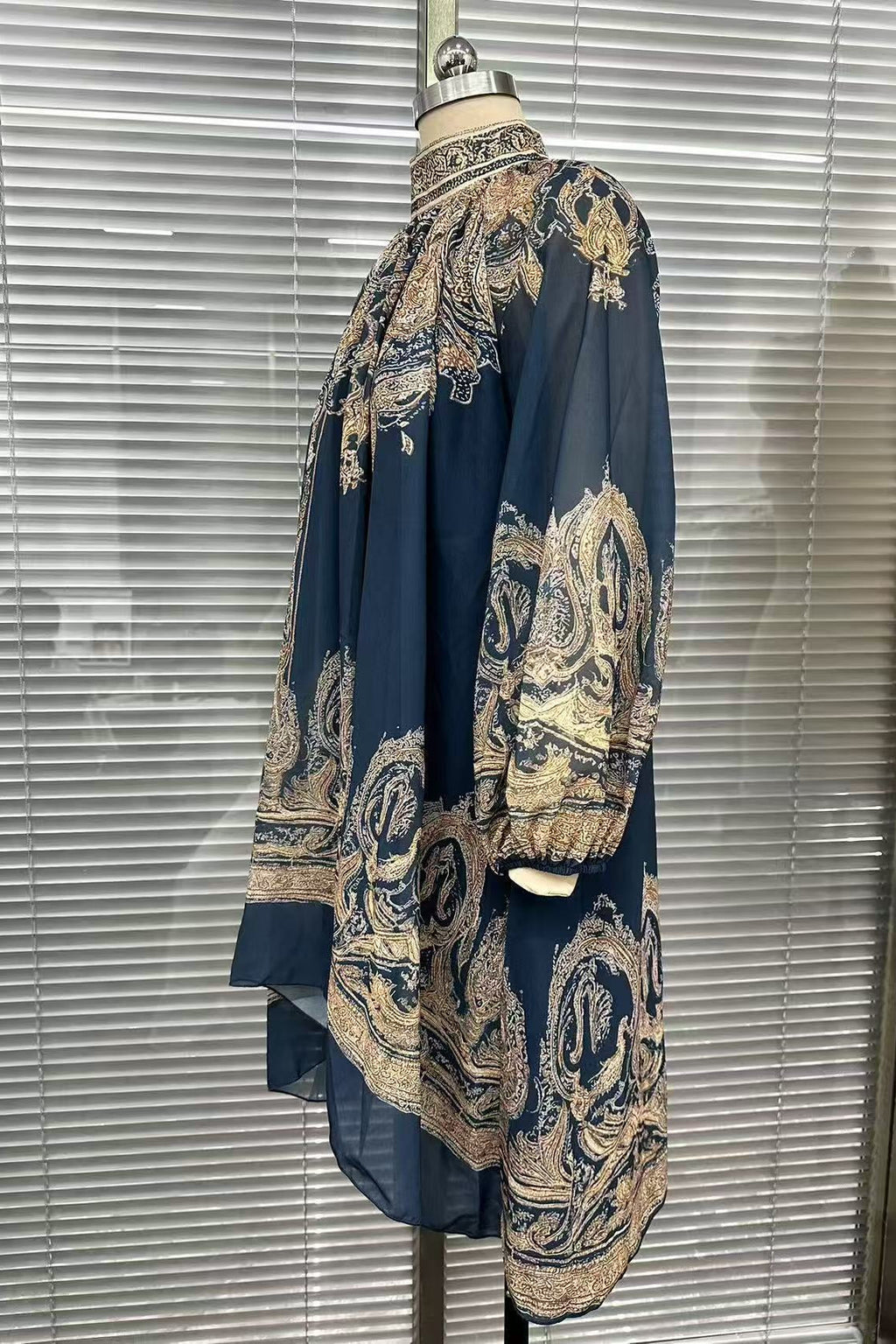 Navy Blue Sheer Chiffon Loose A-Line High-Low Drape Mini Dress Flowering Girl