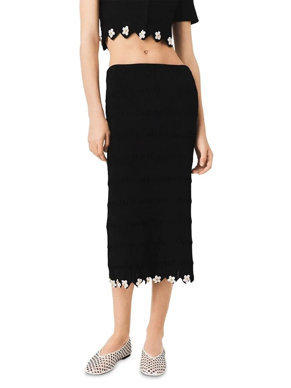 Jipearl Jeweled Flowers Knit Skirt Flowering Girl