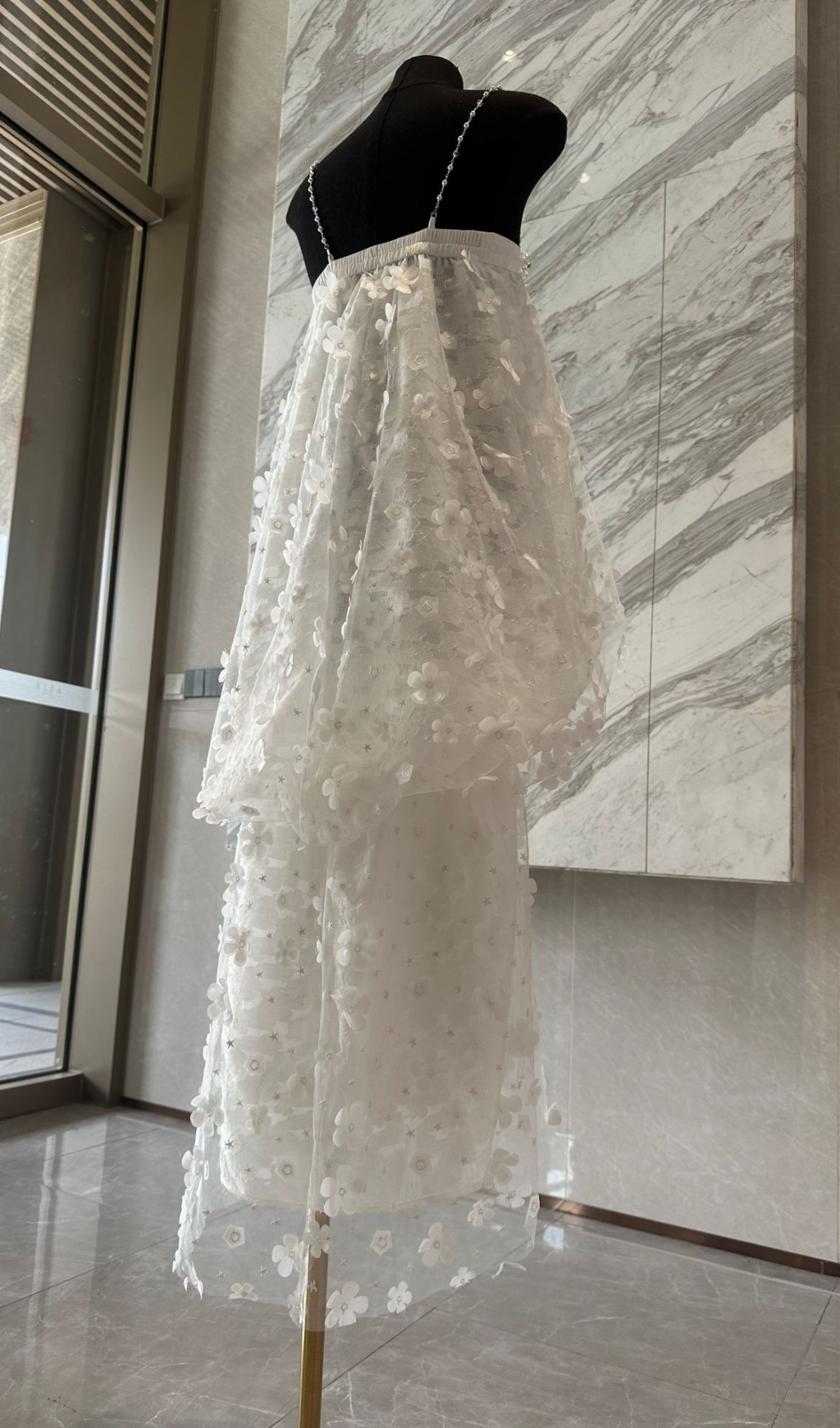 Harsha White Flower Embellished Maxi Dress Flowering Girl