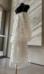 Harsha White Flower Embellished Maxi Dress Flowering Girl