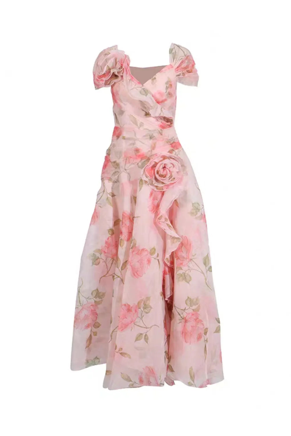 simona Sleeveless Flowers Flounce Maxi Dress Flowering Girl
