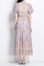 Eileen Multicolor Single-Breasted Printed Midi Dress Flowering Girl
