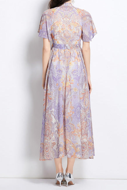 Eileen Multicolor Single-Breasted Printed Midi Dress Flowering Girl