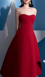 Fiorella Red Strapless Midi Dress Flowering Girl