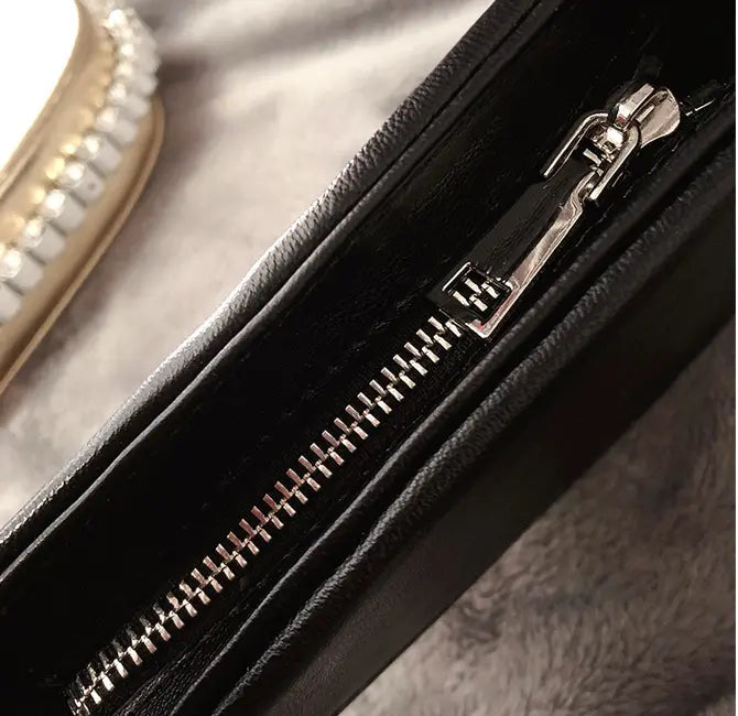 Black Love Diamond Leather Clutch Flowering Girl