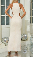 Dulcet Halter Cutout Pearl Maxi Dress Flowering Girl