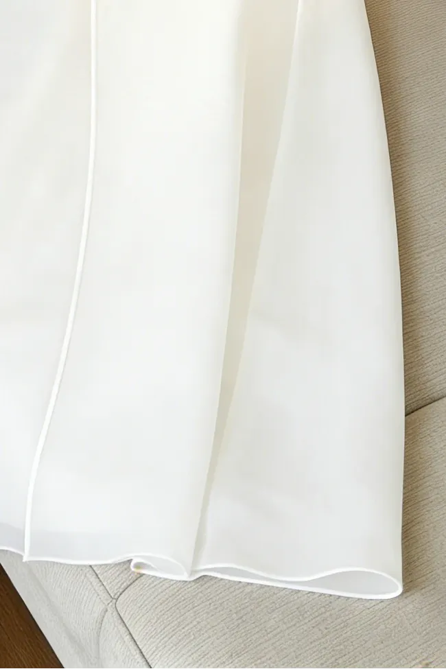 Strapless Layered Organza Midi Dress in white Flowering Girl