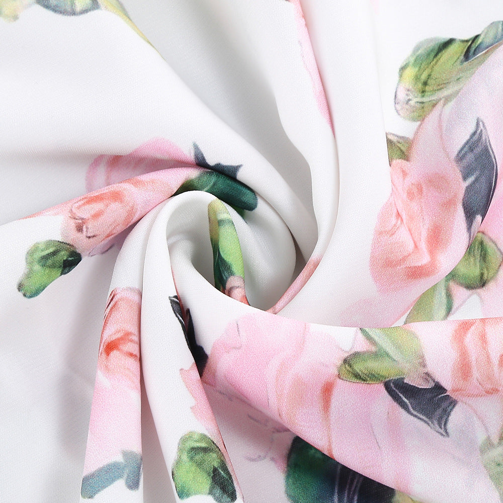 Strapless Floral Split Maxi Dress Flowering Girl