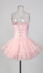 Jasmijn Pink Strapless Corset Mini Dress Flowering Girl