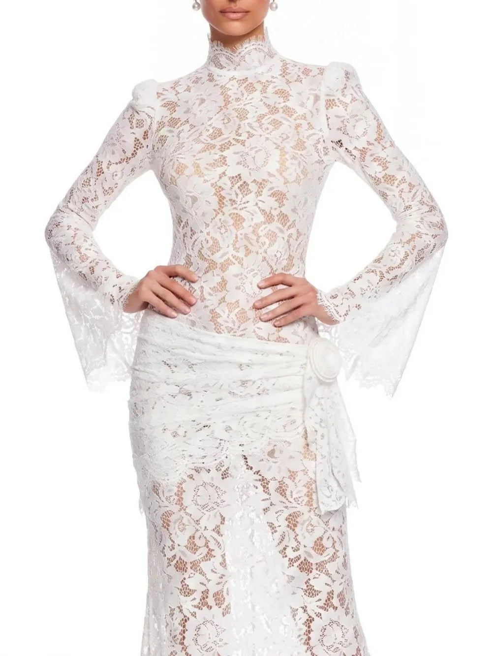 Ferith High Neck Lace Maxi Dress Flowering Girl