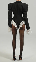 Bulan Black Long Sleeve Lace Bodysuit Flowering Girl