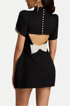 Cutout Bowknot Mini Dress In Black Flowering Girl