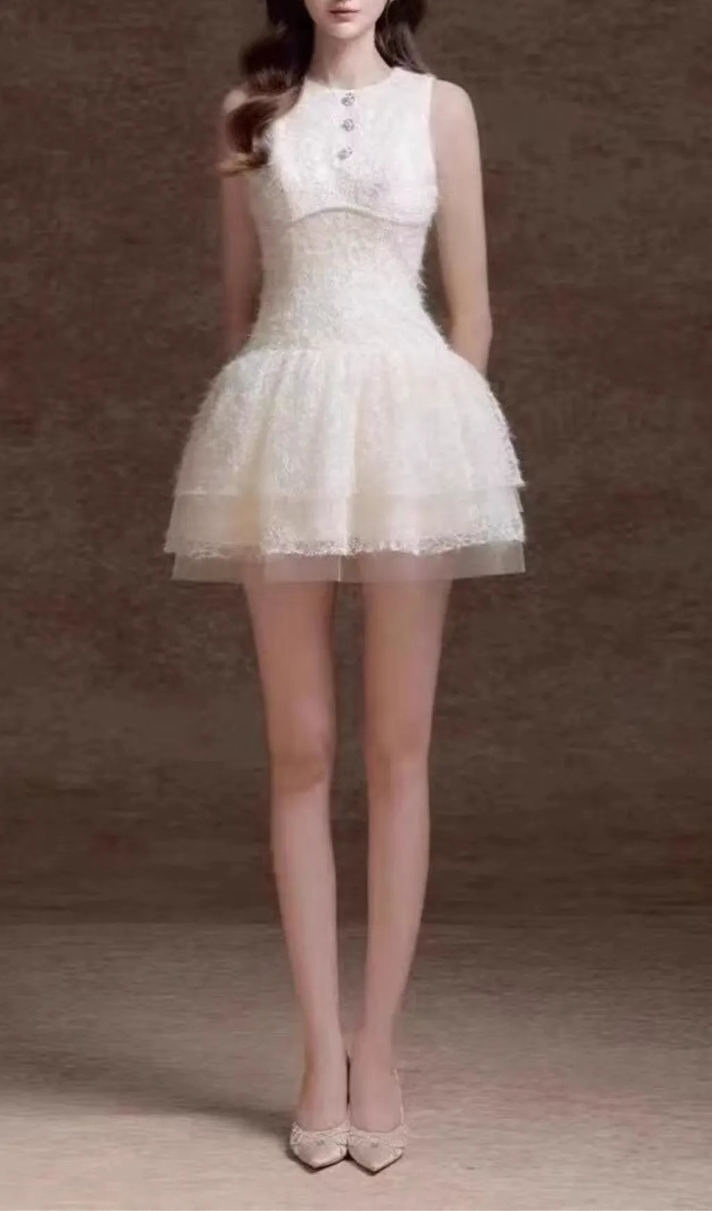 Elfreda White Lace Mini Dress Flowering Girl