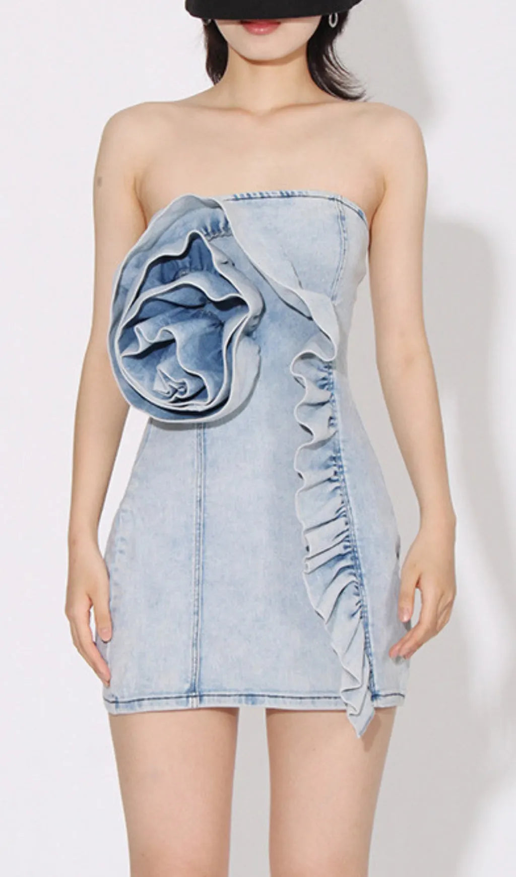 Asali Flower Denim Mini Dress Flowering Girl