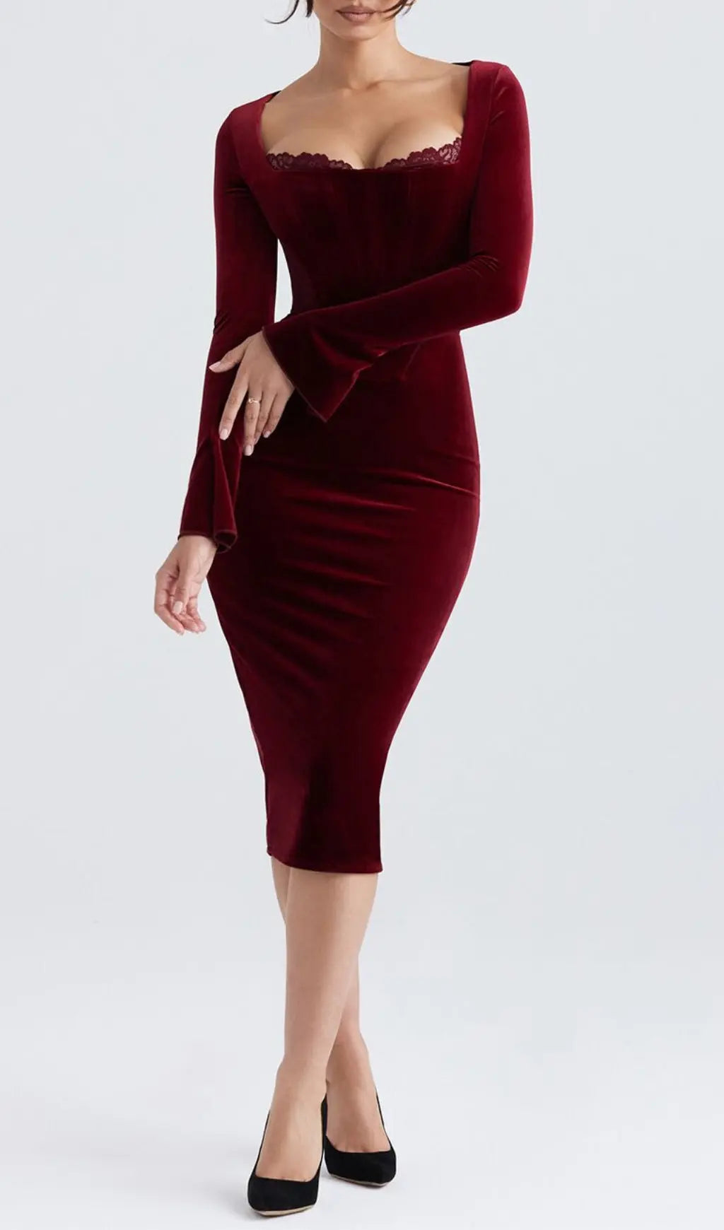 Wine Velvet Corset Dress Flowering Girl