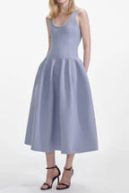 Blue Ribbed Knit Diamante Midi Dress Flowering Girl