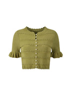 Cropped Ruffled Sleeve Cardigan Flowering Girl