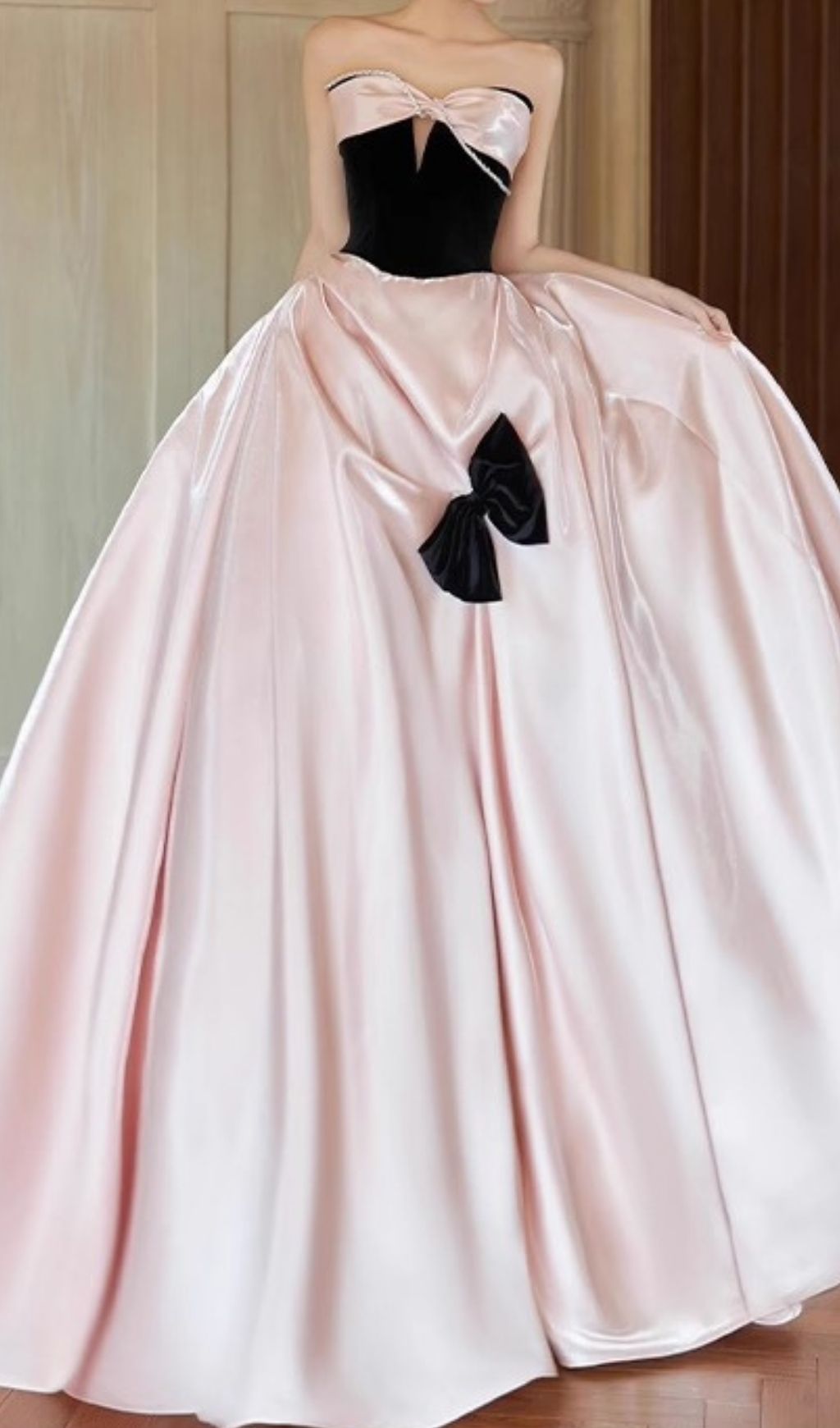 Karisse Pink Strapless Bow Maxi Dress Flowering Girl