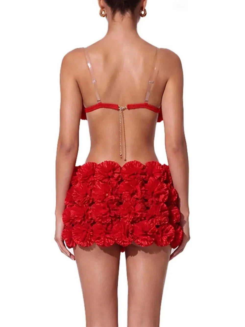 Ralden Strapless Flower Skirt Set Flowering Girl