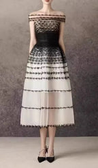 Jennifer Off-Shoulder Lace Embroidery Hollow Maxi Dress In Black Flowering Girl