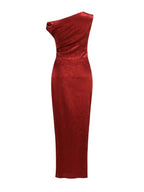 Mayer Red Satin Jacquard Maxi Dress Flowering Girl
