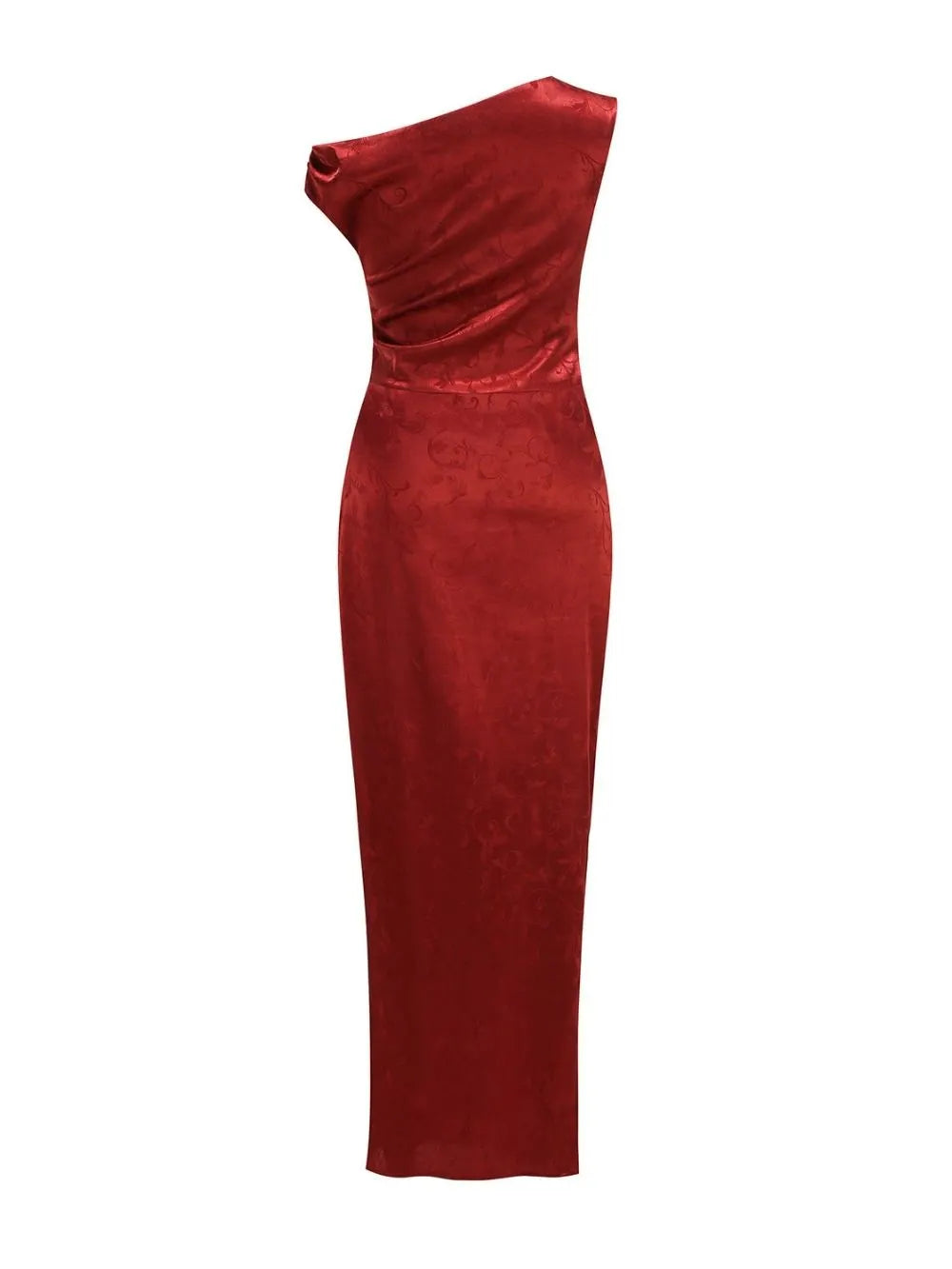 Mayer Red Satin Jacquard Maxi Dress Flowering Girl