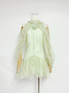 Kore Halter Lace Sequin Flower Mini Dress Flowering Girl