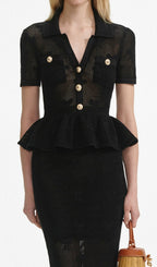 Elitia Black V-Neck Ruffle Midi Dress Flowering Girl