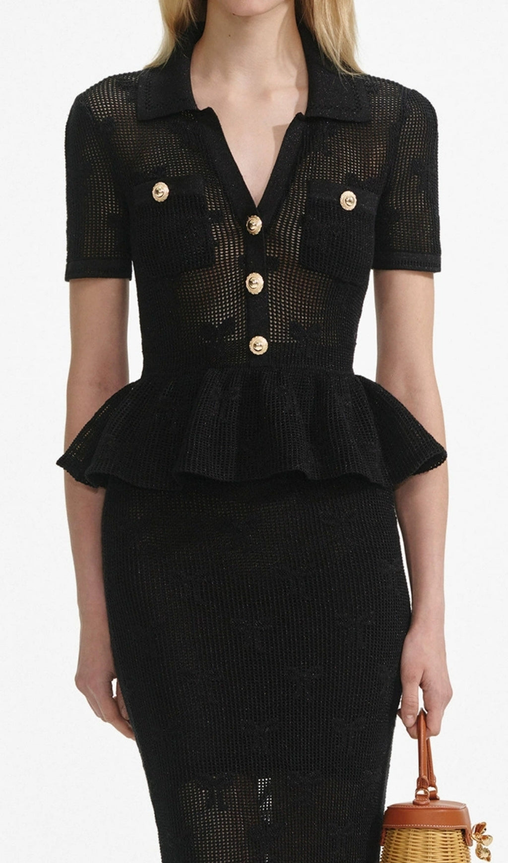 Elitia Black V-Neck Ruffle Midi Dress Flowering Girl