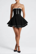 Juno Mini Dress - Black/White Flowering Girl