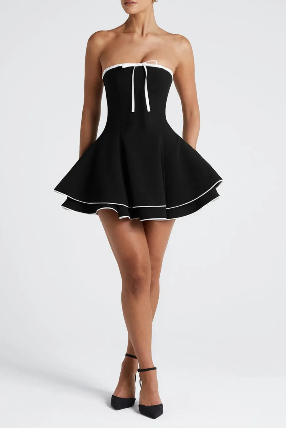 Juno Mini Dress - Black/White Flowering Girl
