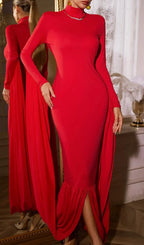 Qaeltric High Neck Draped Maxi Dress Flowering Girl
