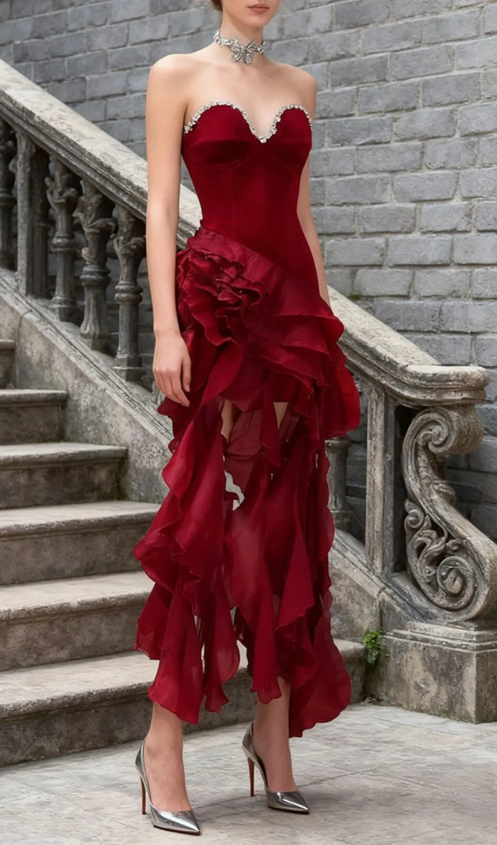 Hova Strapless Ruffle Maxi Dress Flowering Girl