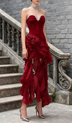 Hova Strapless Ruffle Maxi Dress Flowering Girl